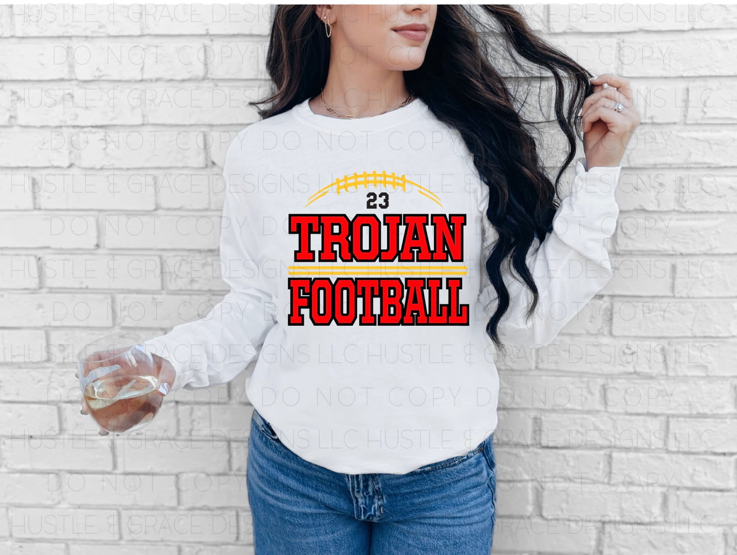 Trojan Football Red w/ Number