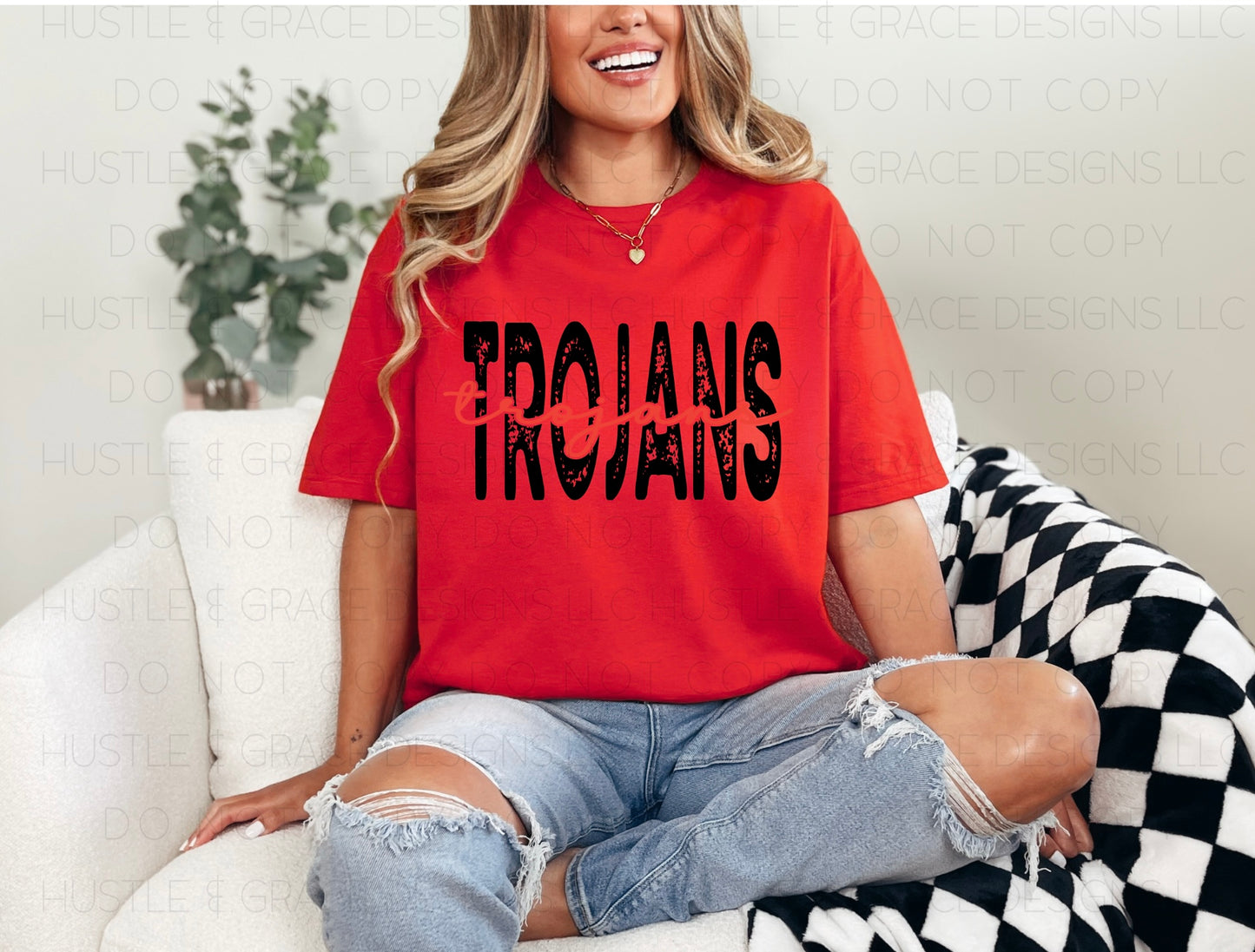 Trojans Distressed Tee