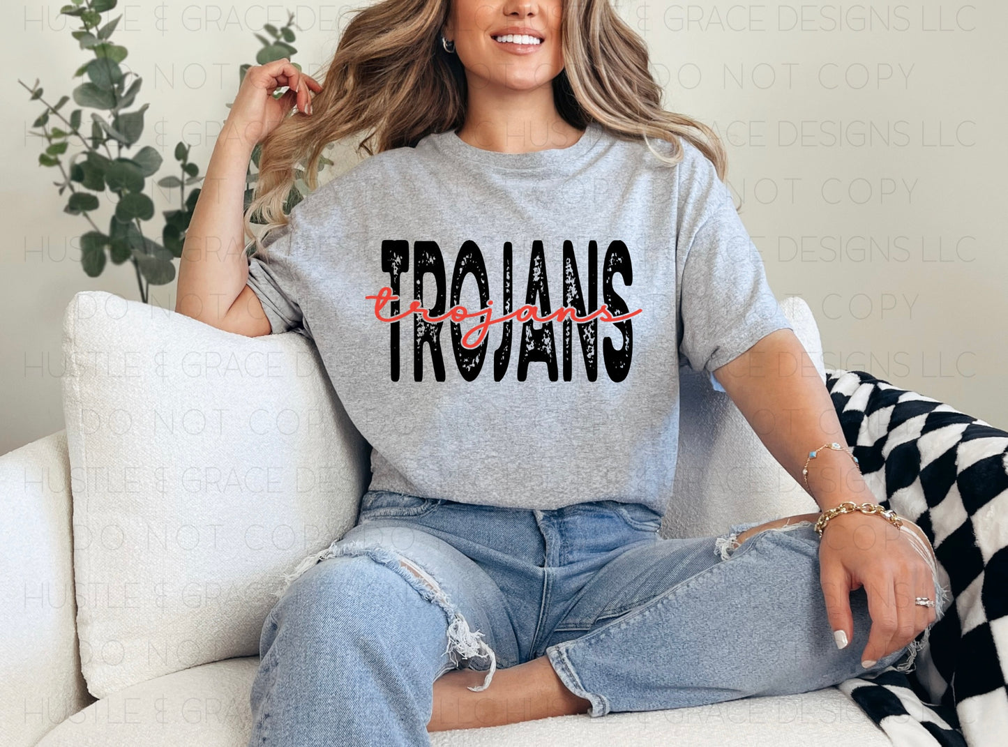 Trojans Distressed Tee