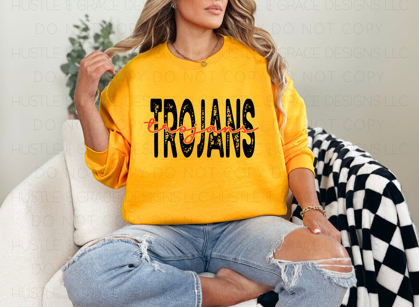 Trojans Distressed Tee