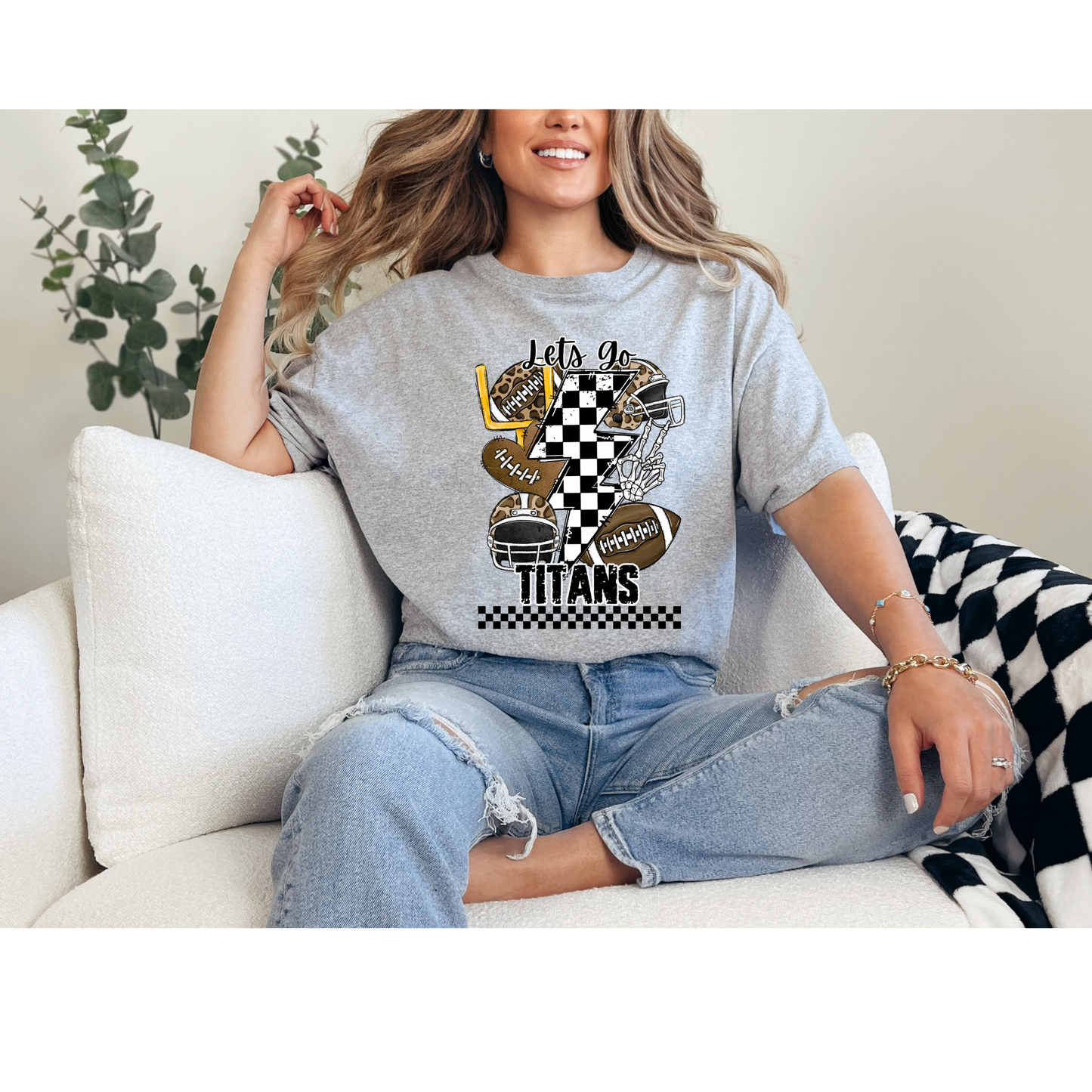 Titans Football Checkered Tee